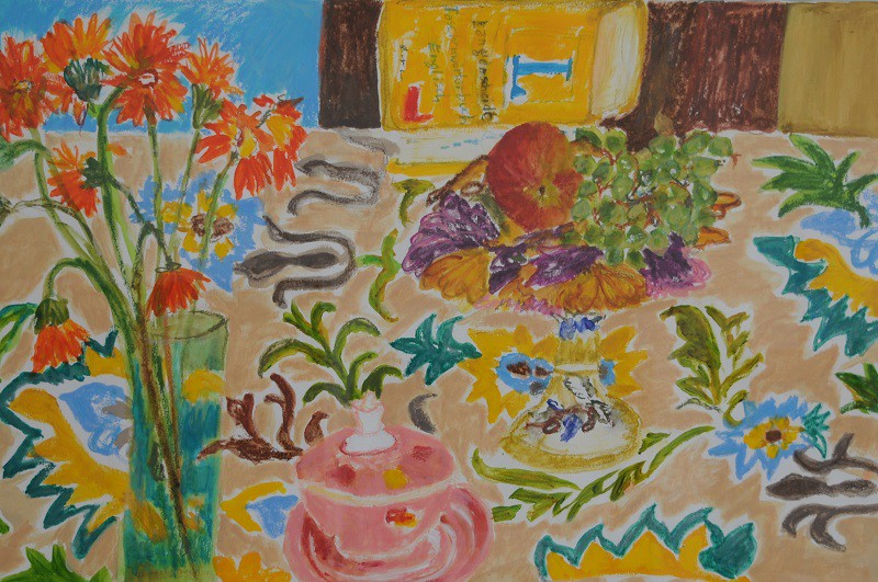 English Breakfast  2015  Mixed media on paper  70 x 100 cm/28 x 39 in